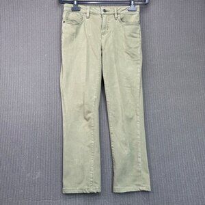 Lands End Womens Mid Rise Straight Leg Jeans Size 2P Khaki
